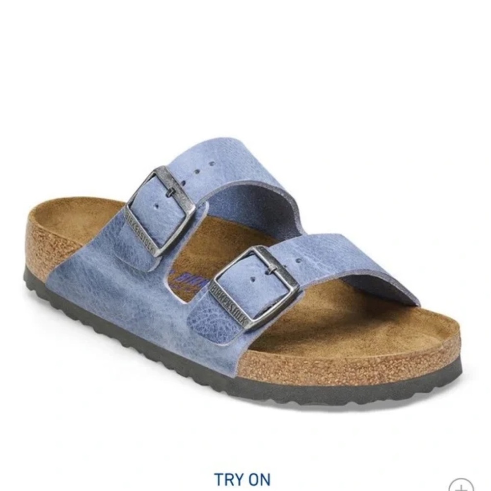 Birkenstock blue oiled leather soft footbed Arizona sandals 36/6 color Denim